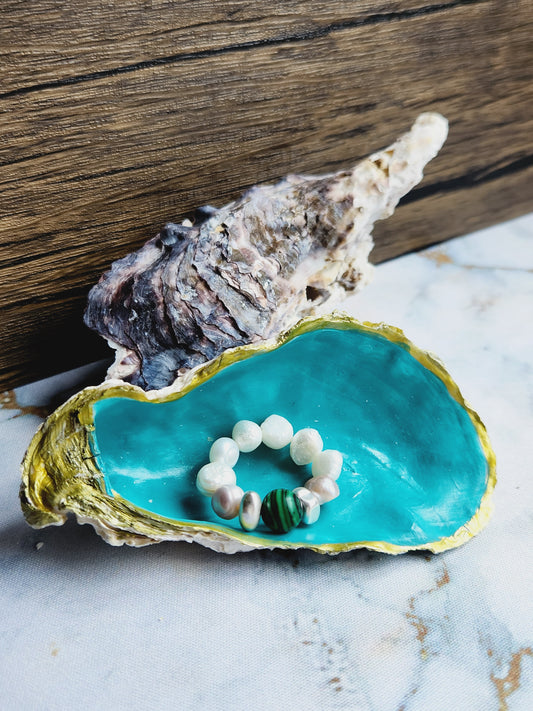 Malachite and Pearl Ring