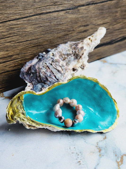 Rhodochrosite and Pearl Ring