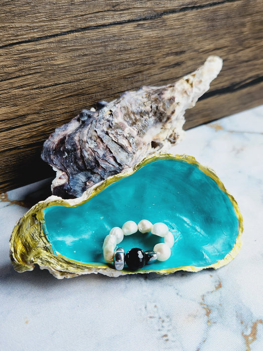 Onyx and Pearl Ring
