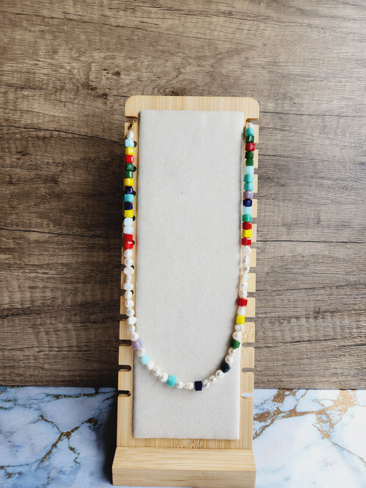 Rainbow pearl necklace