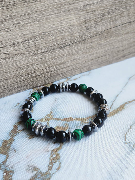 Malachite and Obsidian bracelet