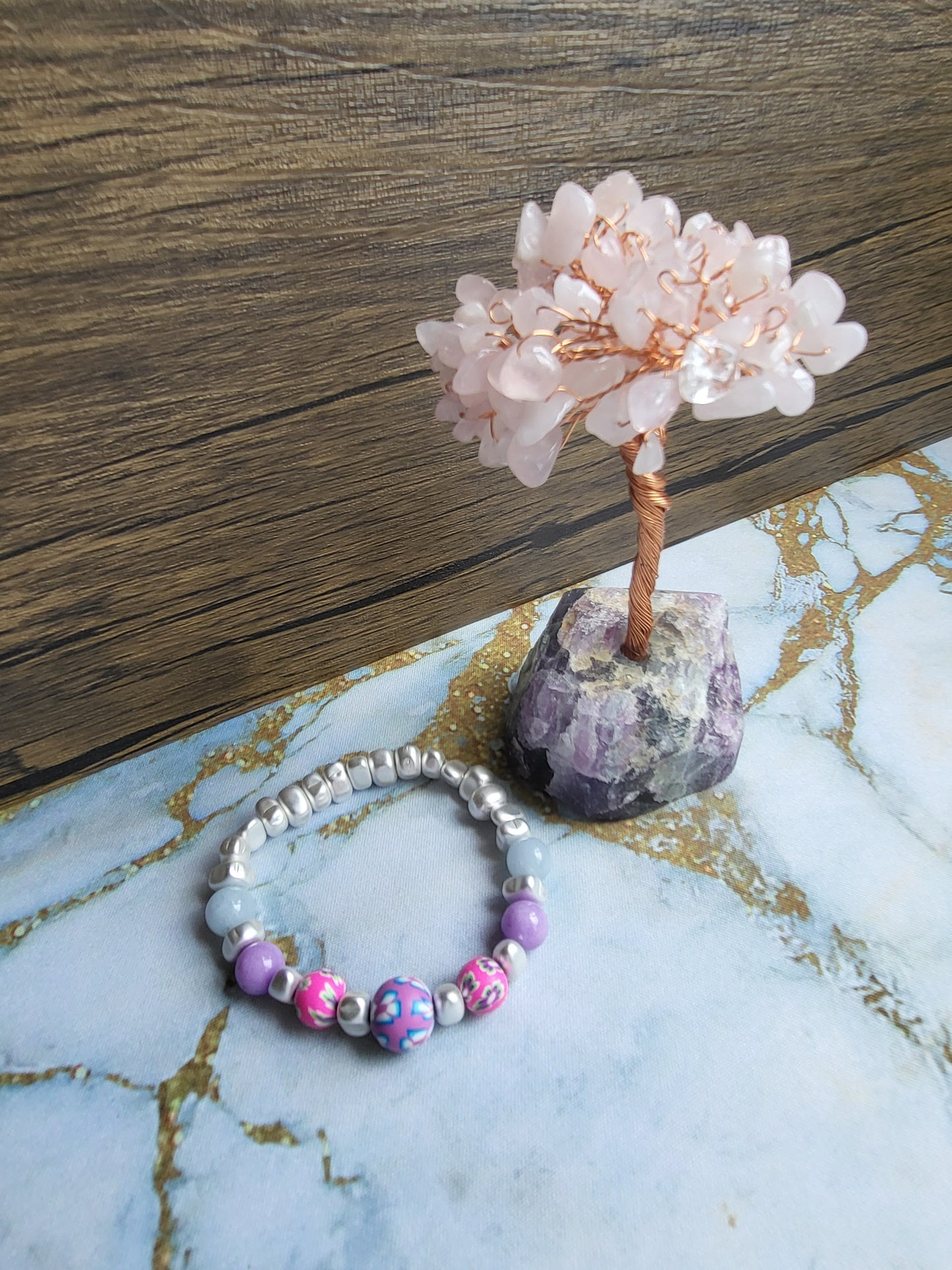 Sakura Aquamarine & Amethyst Bracelet