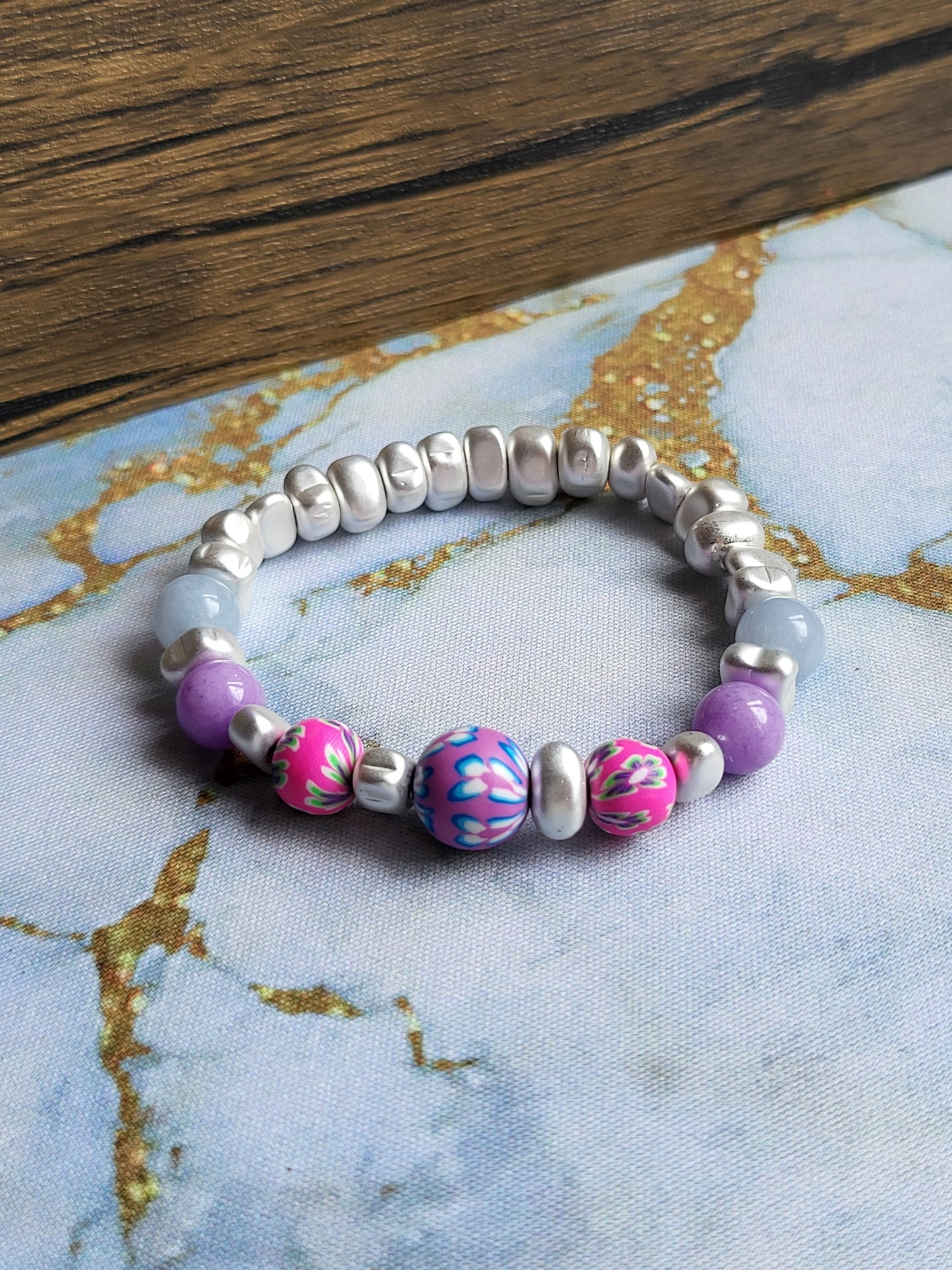 Sakura Aquamarine & Amethyst Bracelet