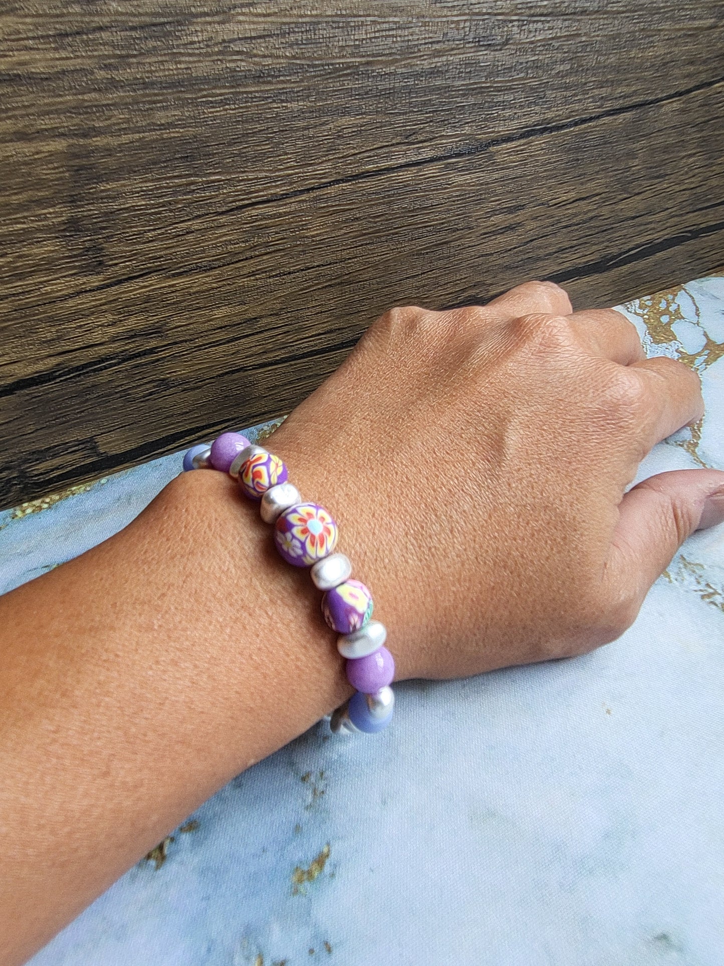 Sakura Amethyst and Blue Lace Agate Bracelet