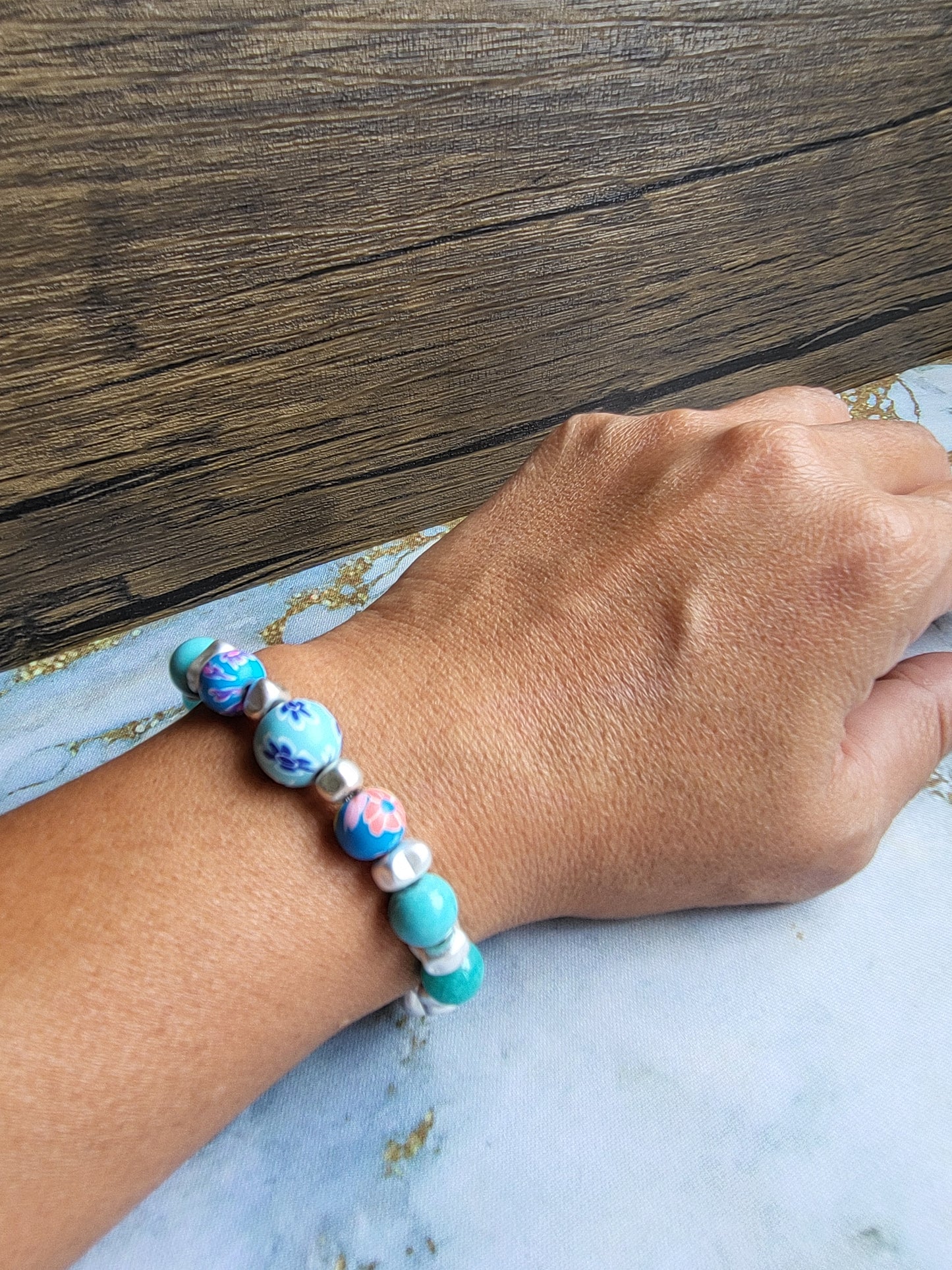 Sakura Amazonite and Turquoise Bracelet