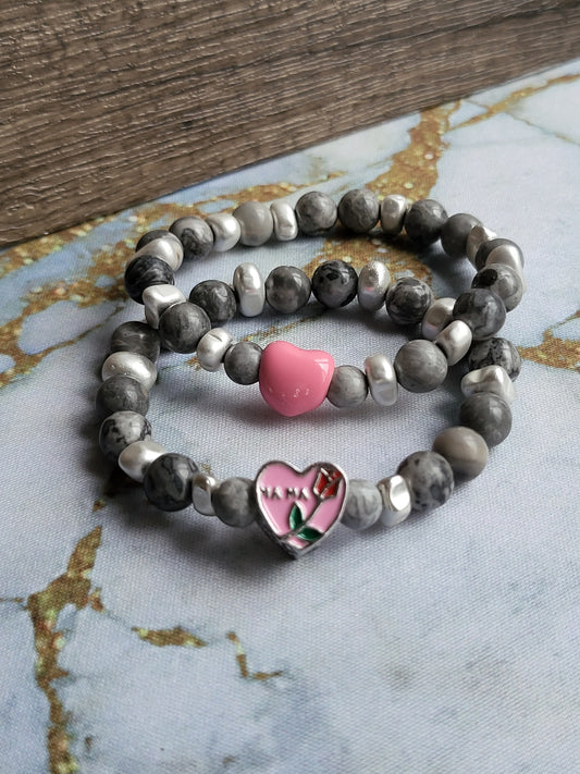Grey Jasper Mum and Me Bracelets