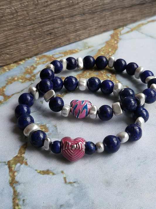 Lapis Lazuli Mum and Me Bracelets