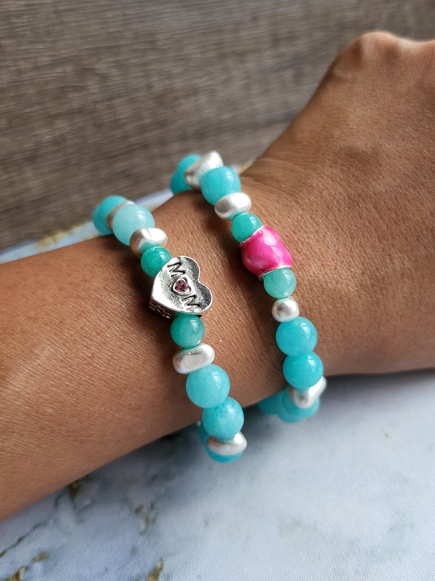 Amazonite Mum and Me Bracelets