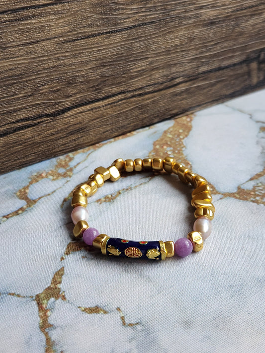 Peranakan Amethyst and Pearl Bracelet