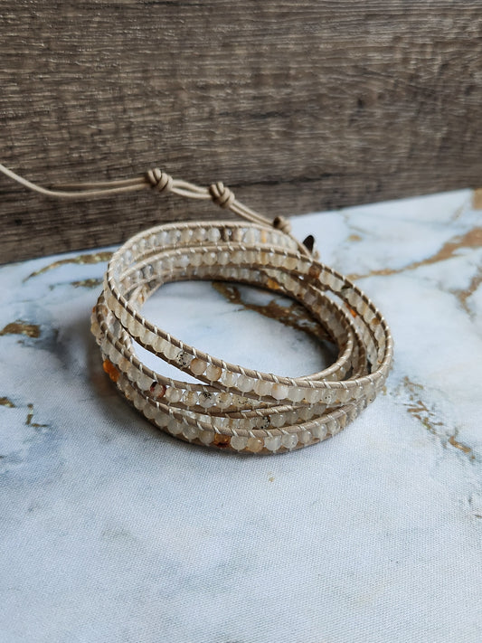 Natural Bohemian Leather Wrap Bracelet