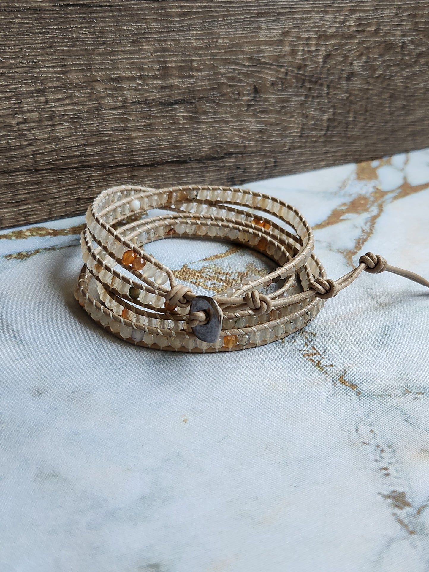 Natural Bohemian Leather Wrap Bracelet