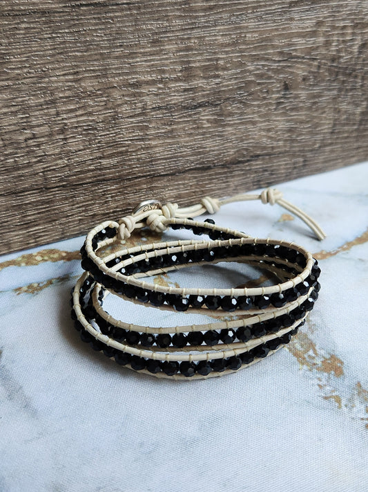 Night Sky Bohemian Leather Wrap Bracelet