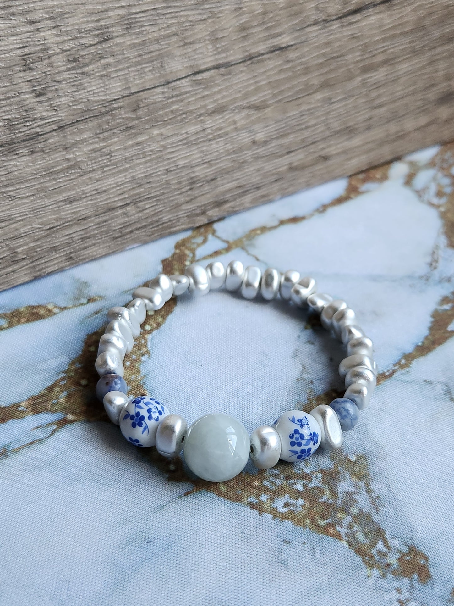 Tang Porcelain Jade and Sodalite Bracelet