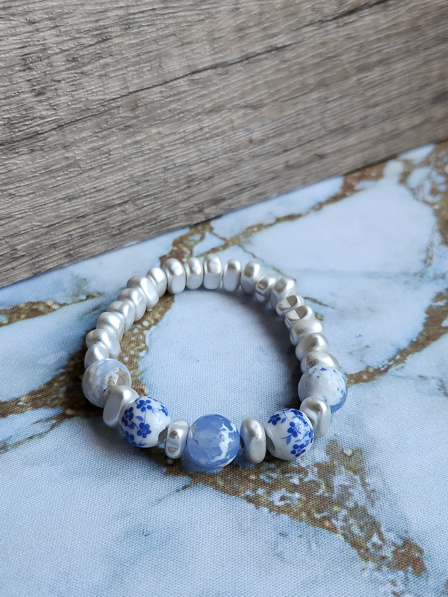 Tang Porcelain Blue Lace Agate Bracelet