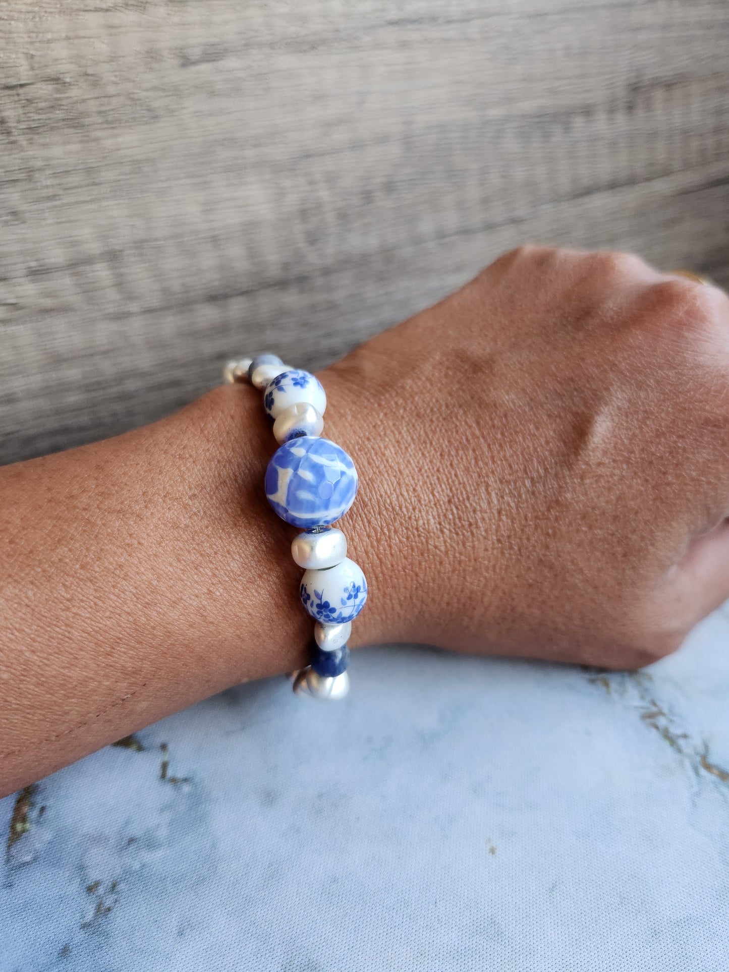 Tang Porcelain Blue Lace Agate Bracelet