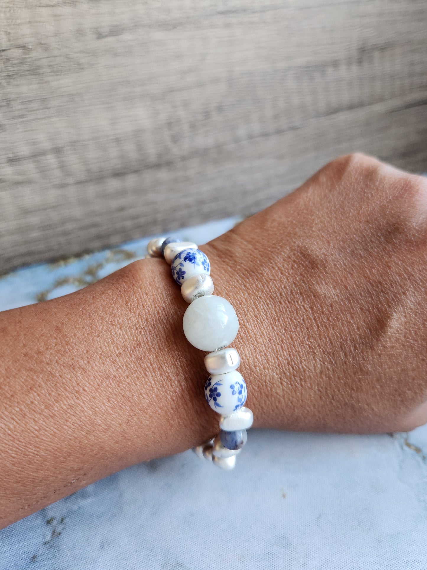 Tang Porcelain Jade and Sodalite Bracelet