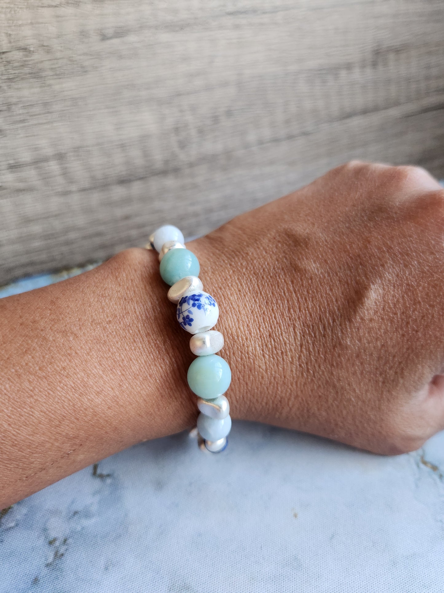 Tang Porcelain Amazonite, Aquamarine and Sodalite Bracelet