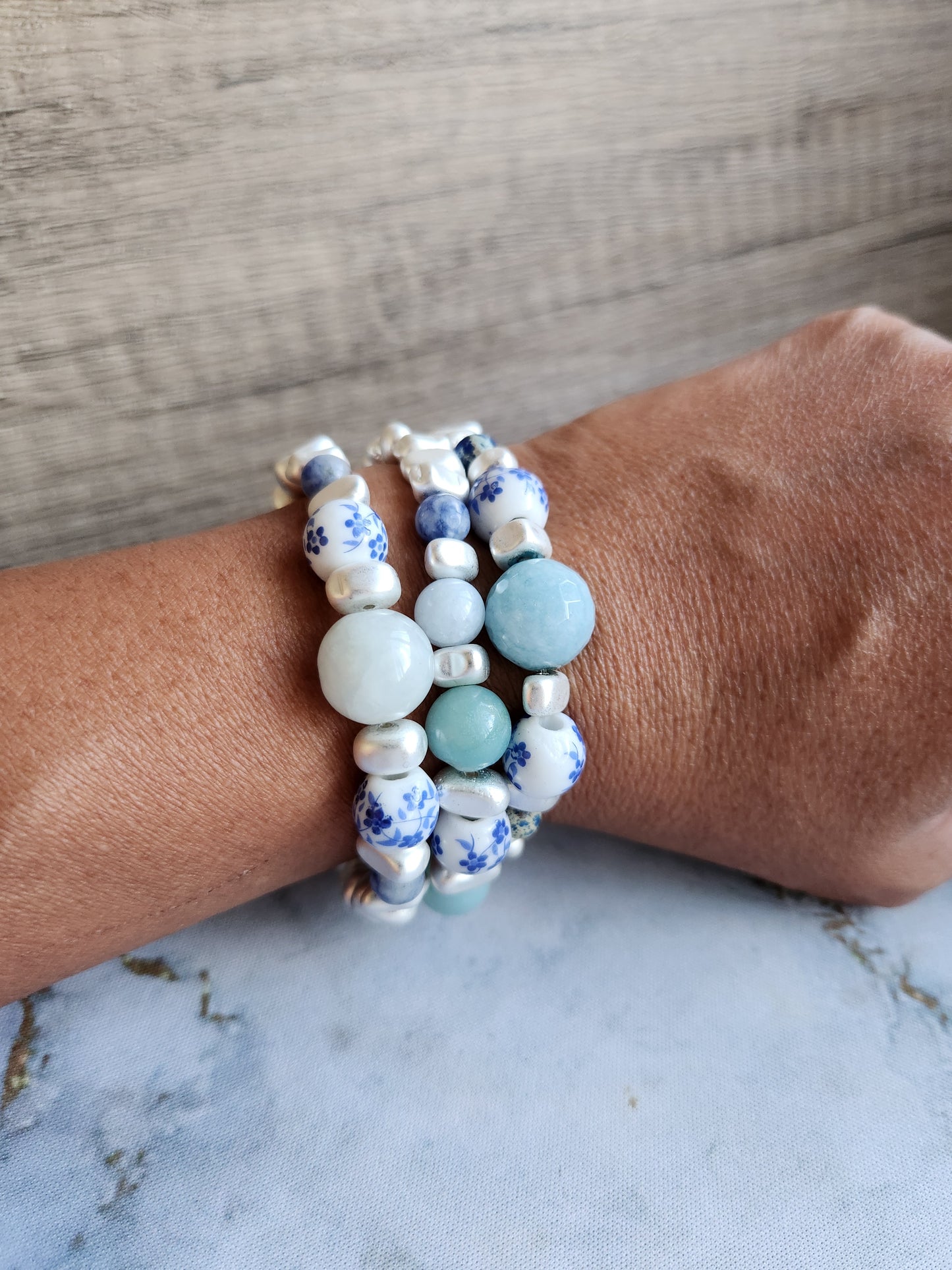 Tang Porcelain Aquamarine and Blue Jasper Bracelet