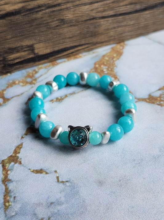 Cat Swarovski Amazonite Bracelet