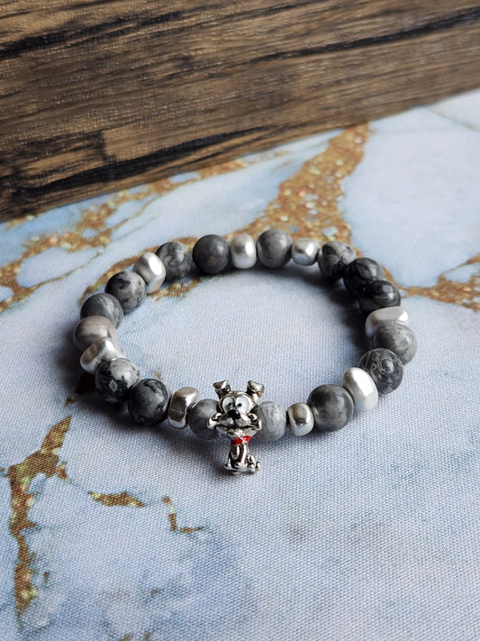 Dog Grey Agate Bracelet