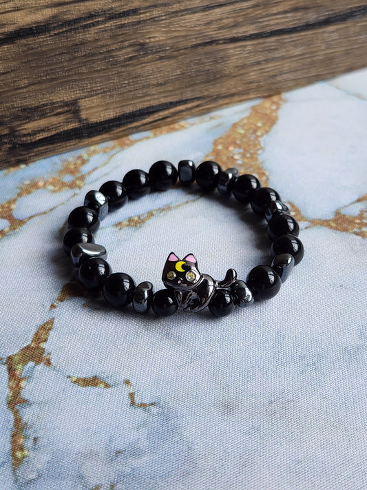 Cat Obsidian Bracelet