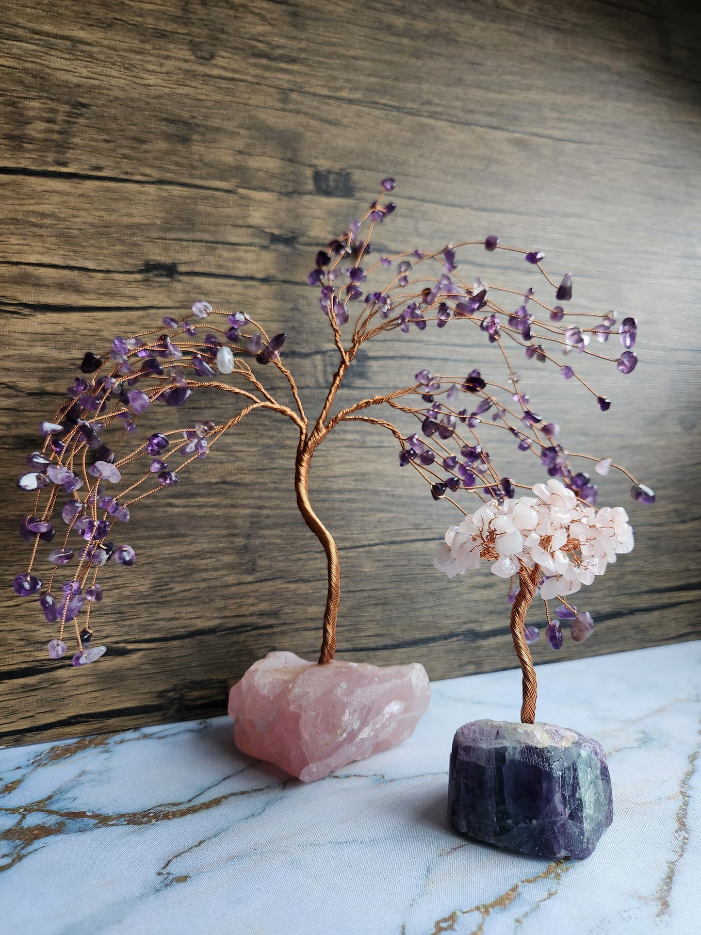 Amethyst and Rose Quartz Tree