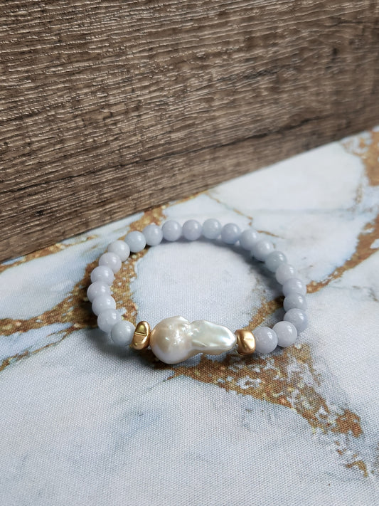 Aquamarine Baroque Pearl Bracelet