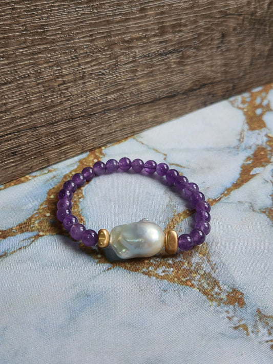 Amethyst Baroque Pearl Bracelet