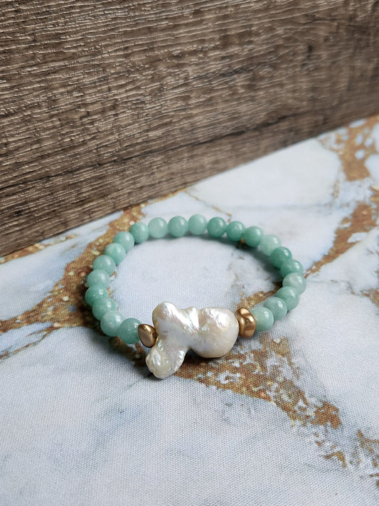 Amazonite Baroque Pearl Bracelet