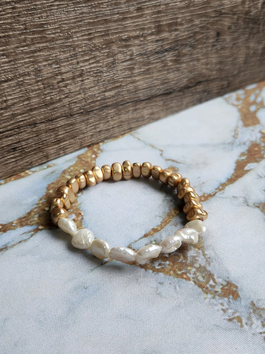 Gold Keshi Pearl Bracelet