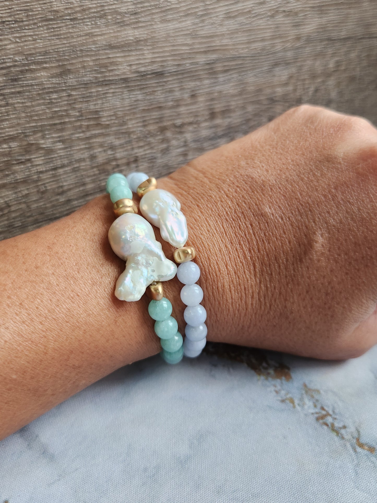 Amazonite Baroque Pearl Bracelet