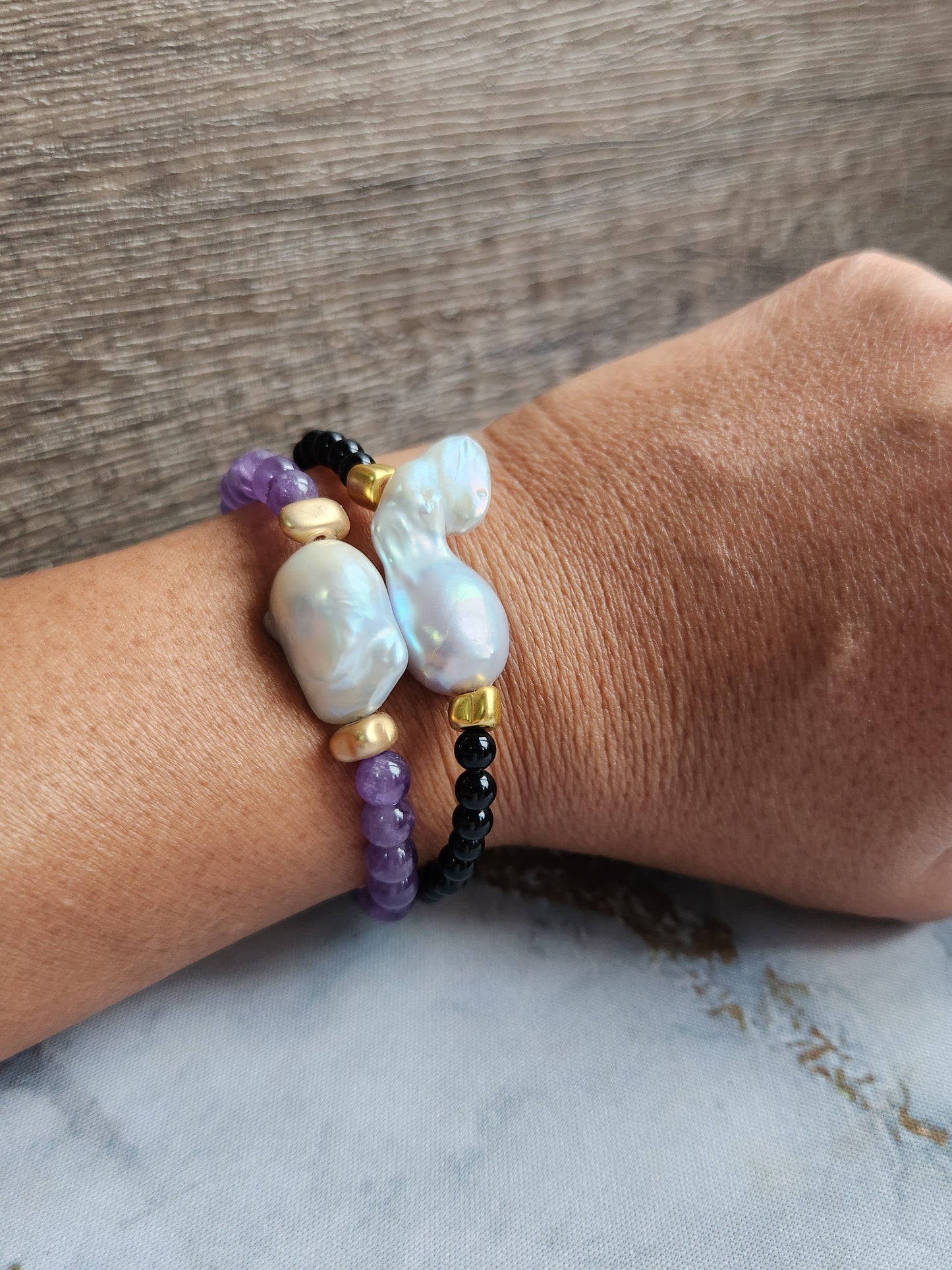 Amethyst Baroque Pearl Bracelet