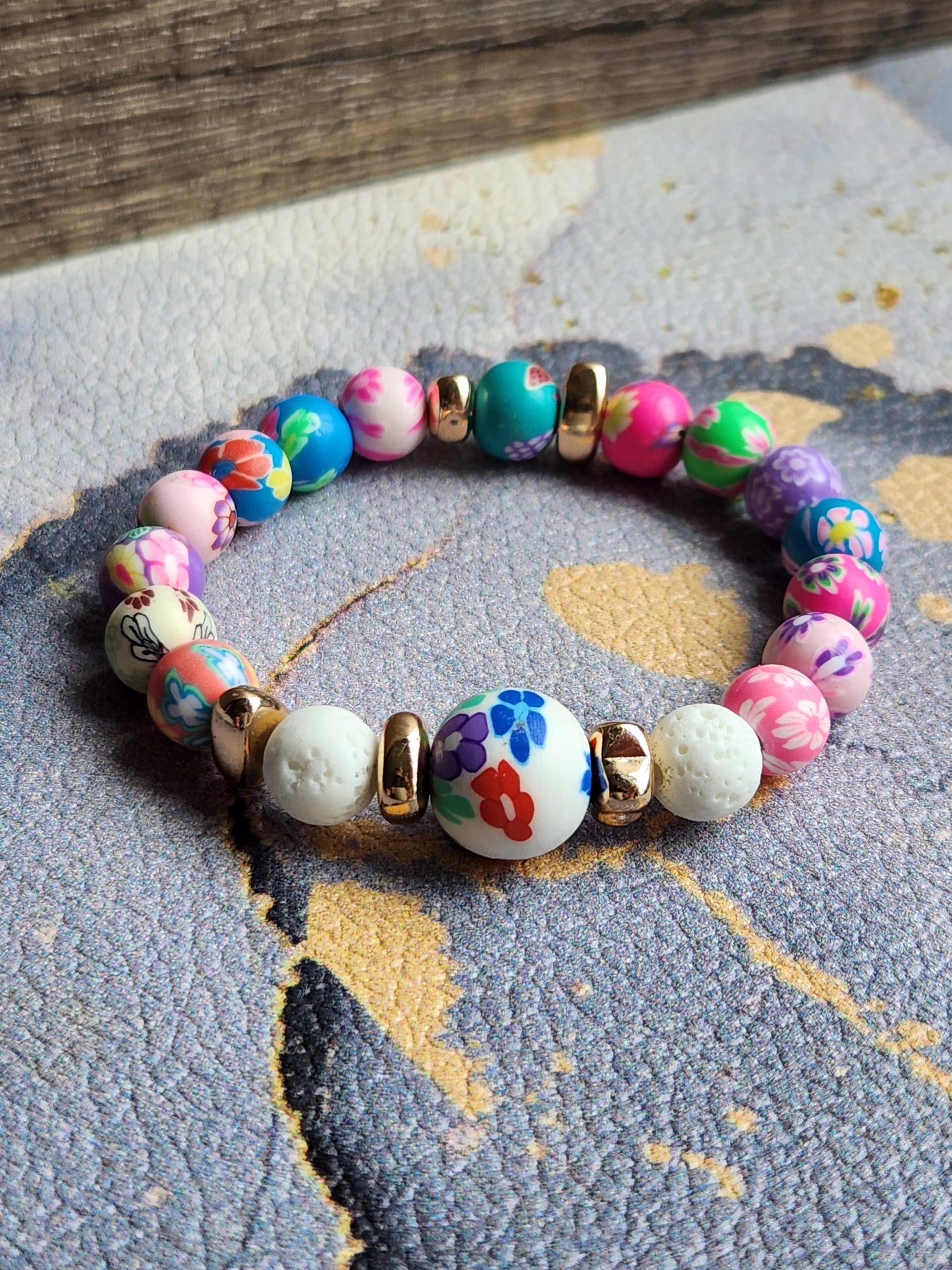 Spring Scent Japanese Flower & white Lava stone diffuser bracelet