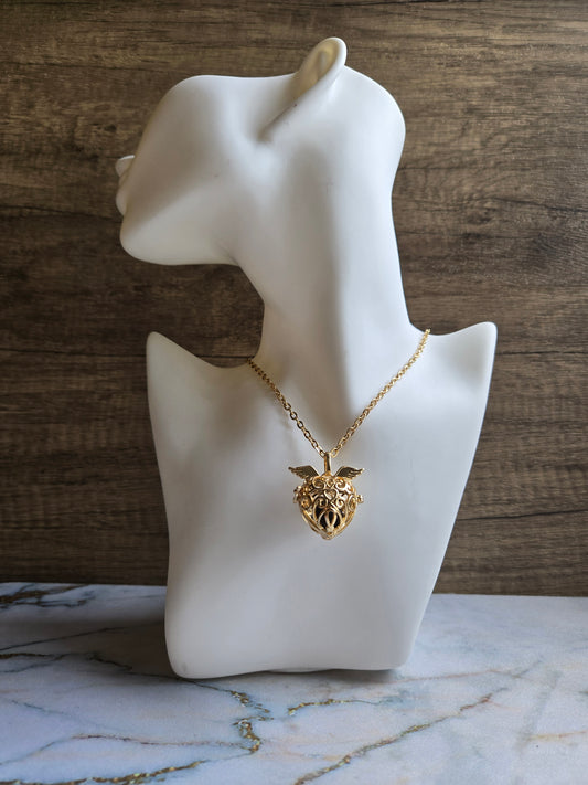 You are Beautiful - Gold Heart Stitch Diffuser Necklace