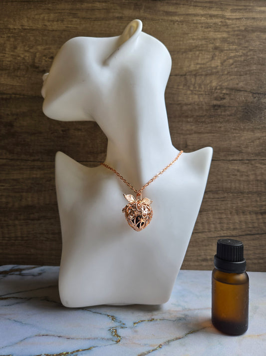 You are Beautiful - Rose Gold Heart Stitch Diffuser Necklace