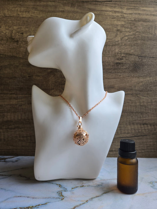 You are Beautiful - Rose Gold Roses Diffuser Necklace