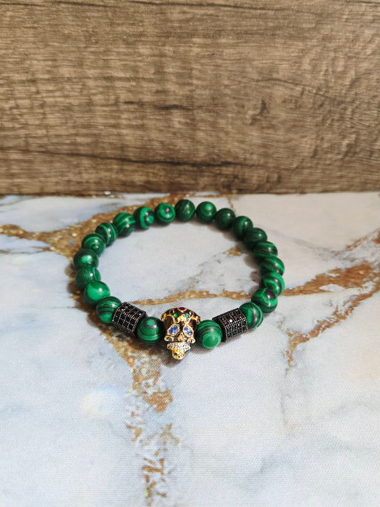 Malachite Skull Bracelet