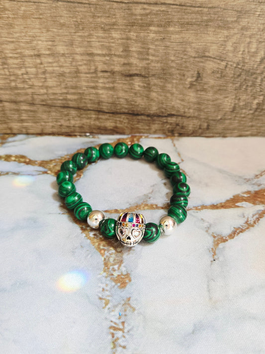 Malachite Skull Bracelet