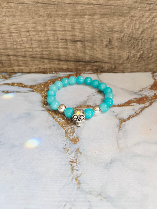 Amazonite Skull Bracelet