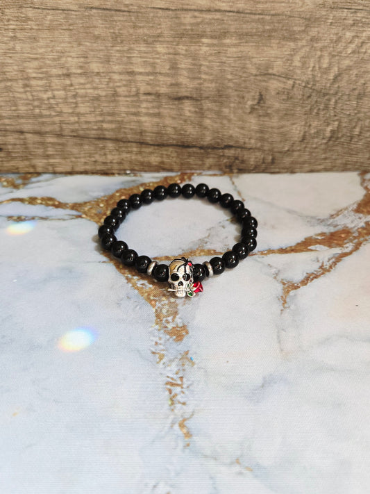 Obsidian Skull Bracelet