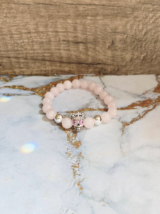 Rose Quartz Skull Bracelet