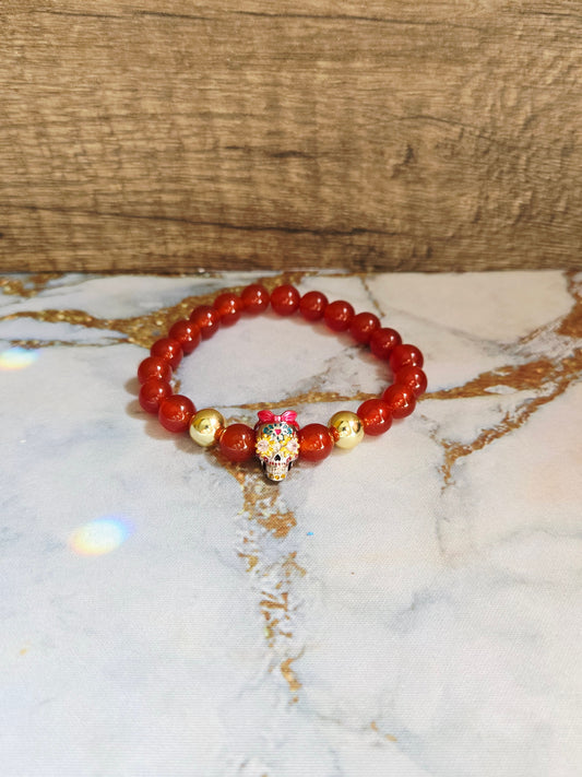 Carnelian Skull Bracelet