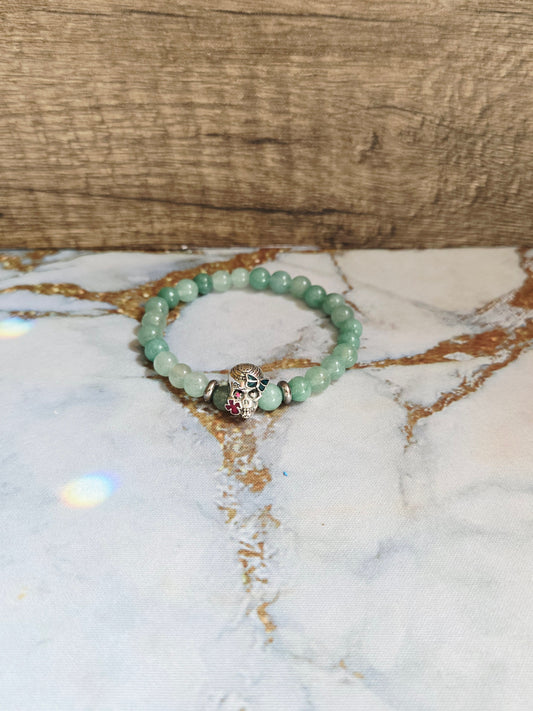 Green Aventurine Skull Bracelet