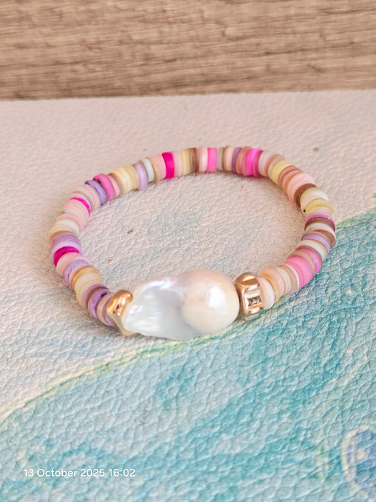 Boho Mermaid Multicolour Shell Baroque Bracelet