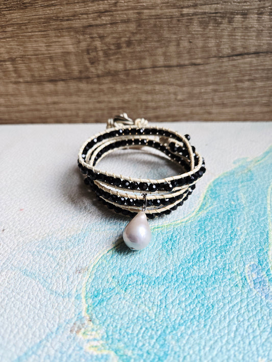 Boho Mermaid Baroque Pearl Wrap Leather Bracelet